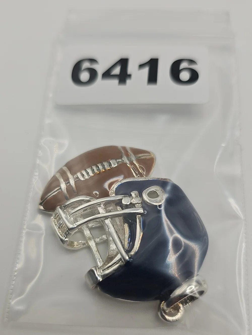 Men's Football Helmet & Ball Pendant Necklace - Navy and Brown By BEST